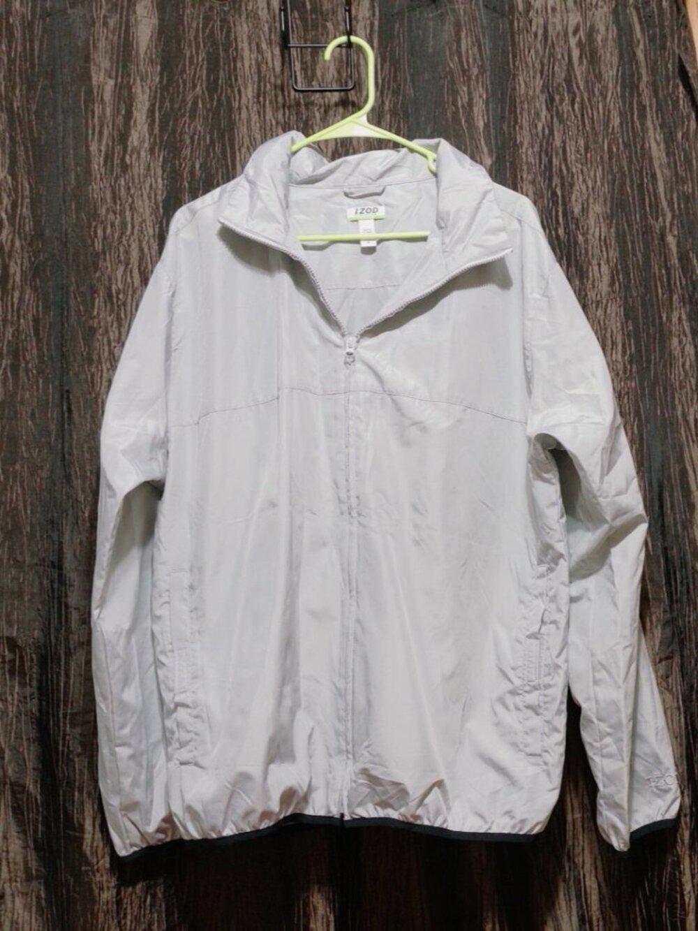 Lightweight Light Gray IZOD full-zip windbreaker jacket SIze M